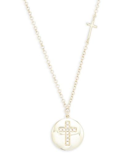 Saks Fifth Avenue 14k Yellow Gold & Diamond Cross Pendant Necklace - Metallic