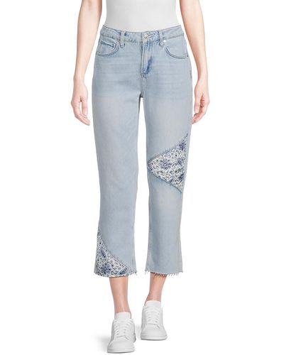 PAIGE Noella Patchwork Cropped Jeans - Blue