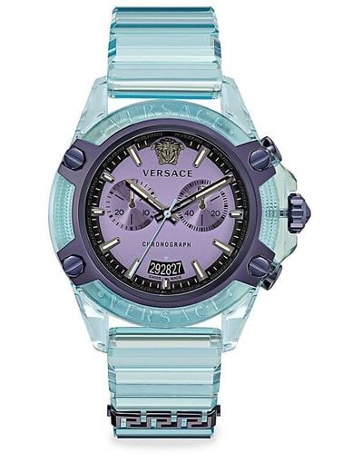 Versace 44Mm Icon Active Stainless Steel & Silicone Chrono Watch - Blue