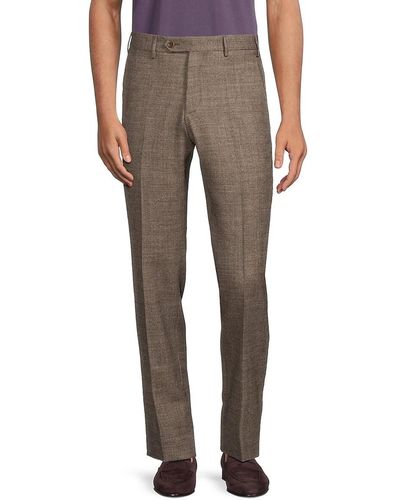 Zanella Parker Modern Fit Virgin Wool Trousers - Grey