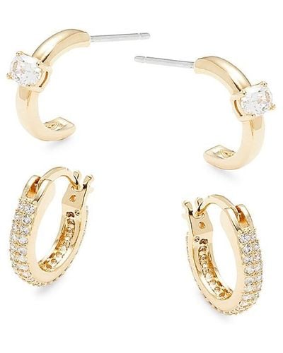 Adriana Orsini Danya Set Of 2 Goldtone & Cubic Zirconia Huggie Earrings - Metallic
