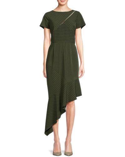 FOCUS BY SHANI Striped Asymmetric Dress - Green