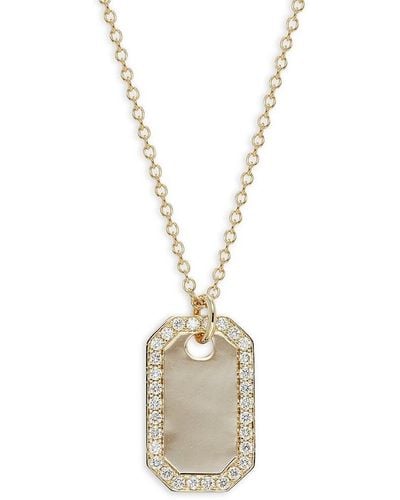 Saks Fifth Avenue 14K & Diamond Dog Tag Necklace - Metallic