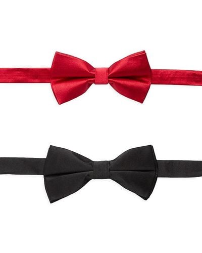 Bill Blass 2-pack Pre Tied Silk Bow Ties - Red
