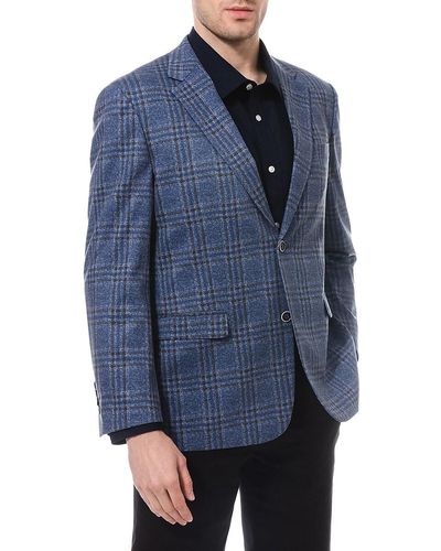 Duchamp Modern Fit Glen Plaid Sportcoat - Blue