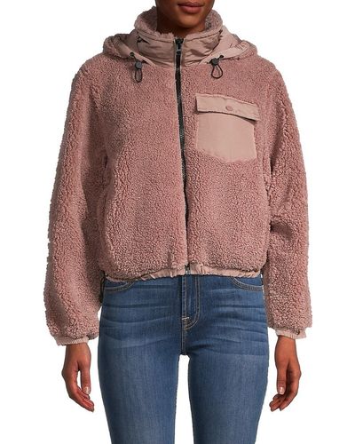 FOR THE REPUBLIC Zip-up Puffer Faux Fur Hooded Jacket - Brown