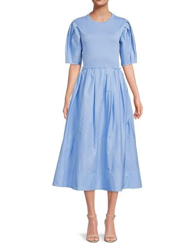 Tanya Taylor Adelaide Maxi Fit And Flare Dress - Blue