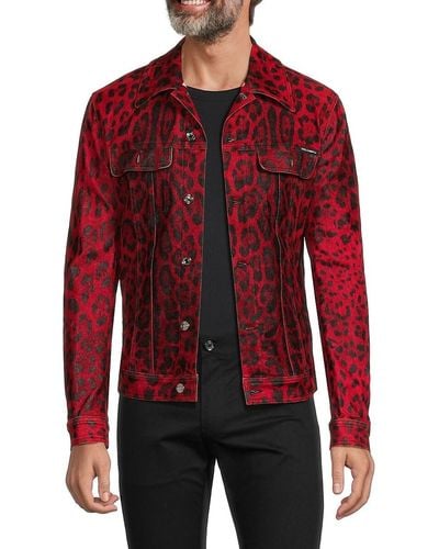 Dolce & Gabbana Leopard Print Jacket - Red