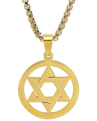 Anthony Jacobs 18k Goldplated Stainless Steel Star Of David Pendant Necklace - Metallic