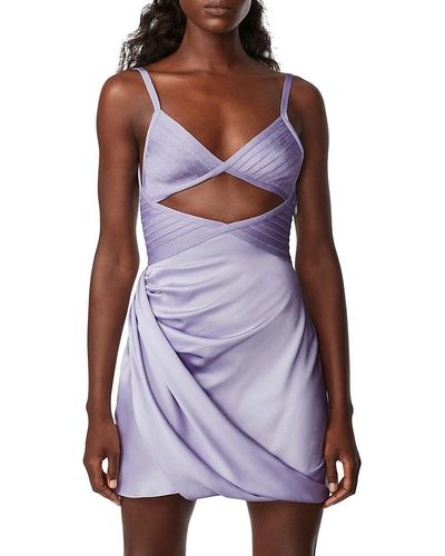 Hervé Léger Draped Cutout Silk Mini Dress - Purple