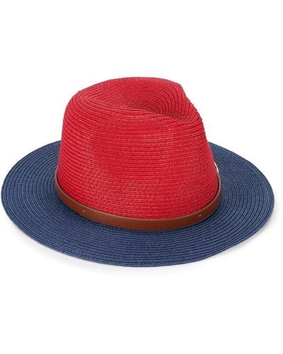 La Fiorentina Colorblock Straw Sun Hat - Red