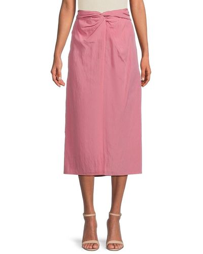 Vince Knot Front Midi Skirt - Pink