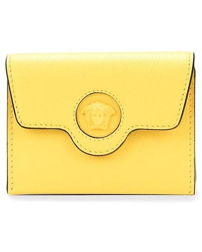 Versace Logo Leather Card Case - Yellow