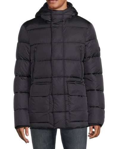 Save The Duck Quilted & Hooded Puffer Jacket - Blue