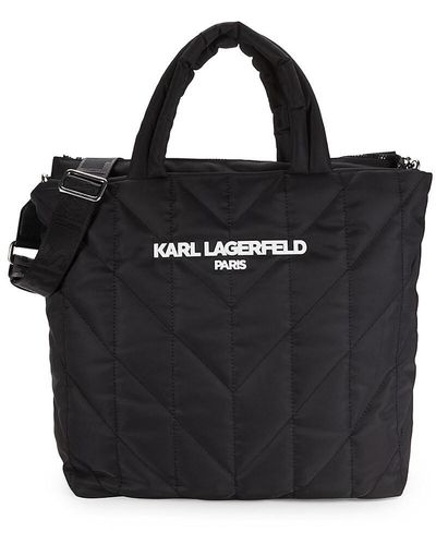 Karl Lagerfeld Logo Quilted Two Way Tote - Black