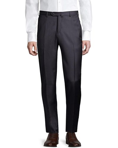 Isaia Solid Wool Pants - Blue