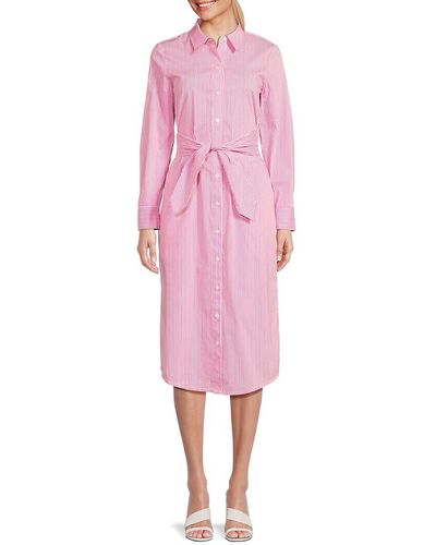10 Crosby Derek Lam Veronica Belted Stripe Shirt Dress - Pink