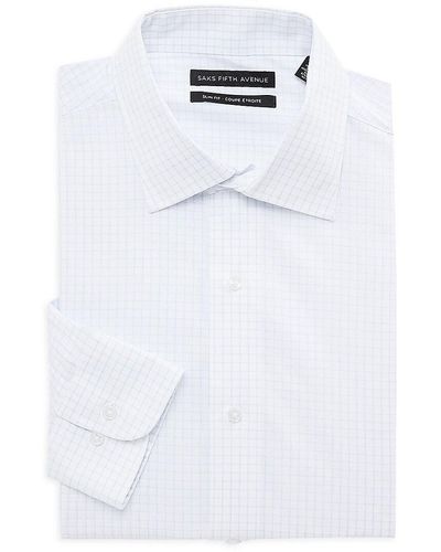 Saks Fifth Avenue Slim Fit Checked Dress Shirt - White