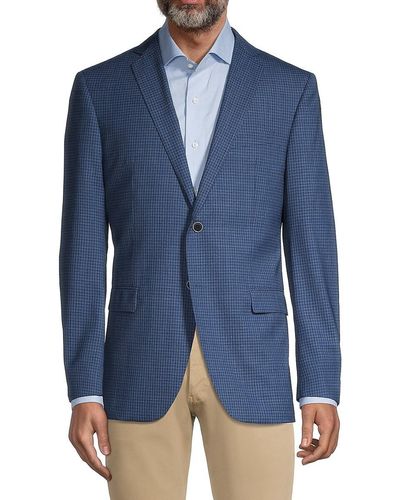 John Varvatos John Varvatos Star U.s.a. Checked Wool Blazer - Blue