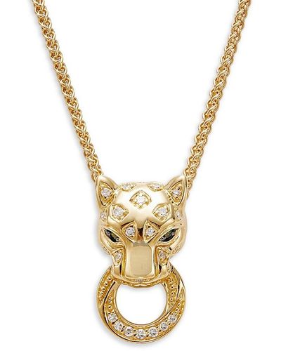 Effy 14k Goldplated Sterling Silver, Emerald & Diamond Panther Pendant Necklace - Metallic