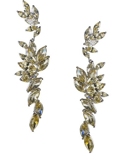 CZ by Kenneth Jay Lane Look Of Real Rhodium Plated Cubic Zirconia Drop Earrings - Metallic