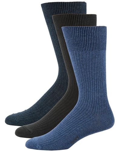 DKNY 3-Pack Solid Crew Socks - Blue