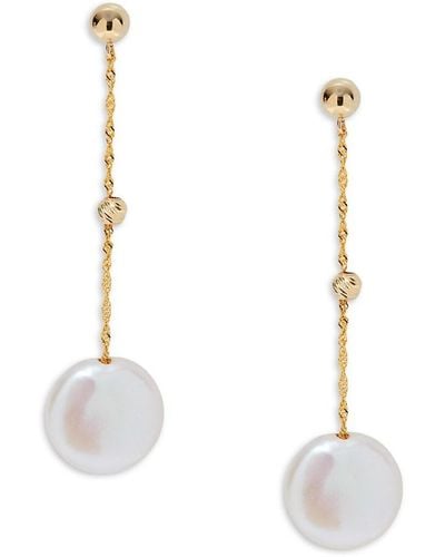 Effy 14K & 11Mm Round Freshwater Pearl Drop Earrings - White