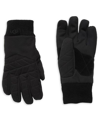 UGG Leather Trim Quilted Gloves - Black