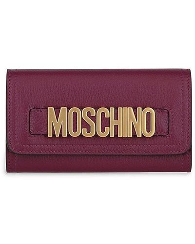 Moschino Logo Leather Long Wallet - Purple