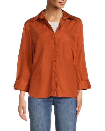 Twp Solid High Low Shirt - Orange