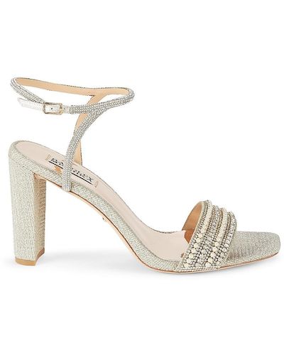 Badgley Mischka Kari Embellished Block Sandals - Metallic