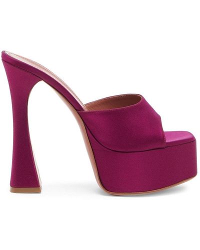 AMINA MUADDI Dalida Leather Platform Sandals - Purple