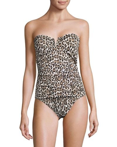 Tommy Bahama Leopard Print Bandeau One-piece Swimsuit - Black