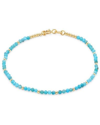 Saks Fifth Avenue 14k Yellow Gold & Chalcedony Beaded Bracelet - Blue