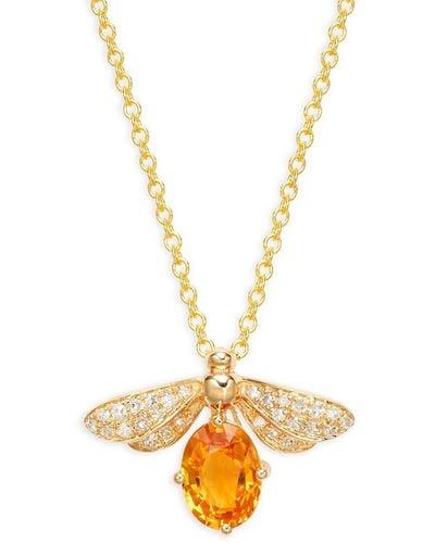 Effy 14K, & Diamond Bee Pendant Necklace - Metallic