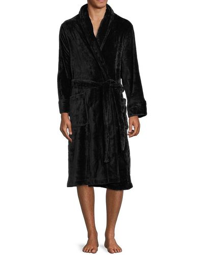 Saks Fifth Avenue Plush Velvet Robe - Black