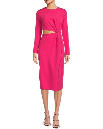 AREA STARS Crepe Cutout Midi Dress - Pink