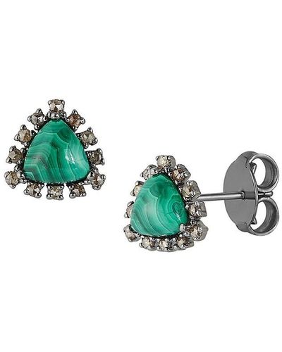 Banji Jewelry Sterling Silver, Malachite & Diamond Trillion Studs - Green