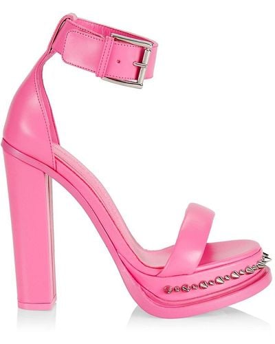 Alexander McQueen Spiked Leather Platform Sandals - Pink