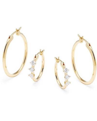 Adriana Orsini Zoe 2-piece 18k Goldplated Hoop Earrings - Metallic
