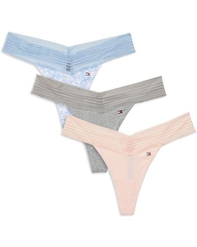  Tommy Hilfiger Women's Cotton Thong Underwear-6 Pack, Heather  Grey/Navy/Red/Grey/Black/Red, S : Clothing, Shoes & Jewelry