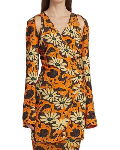 Nanushka Ira Wrap Dress - Orange