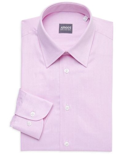 Armani Slim Fit Solid Dress Shirt - Pink