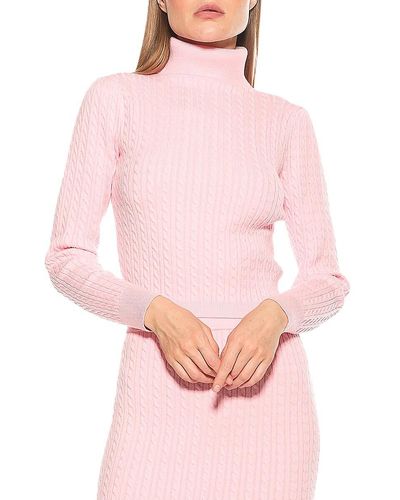 Alexia Admor Nova Turtleneck Cable Knit Sweater - Pink
