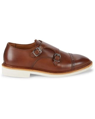 Allen Edmonds Charles Leather Double Monk Strap Shoes - Brown
