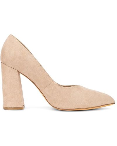 FASHION TO FIGURE Penelope Block Heel Court Shoes - Natural