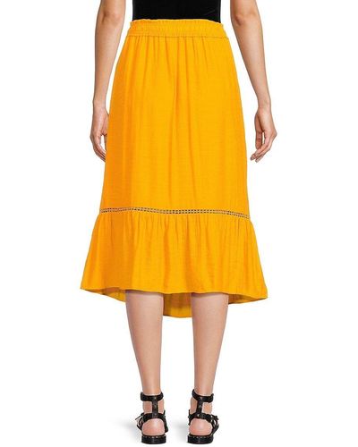 Nanette Lepore Tassel Flounce Hem Midi Skirt - Yellow