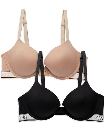 Calvin Klein Girls Bonded Scoop Neck Bra 2 Pack, Heather  Grey/Black, S: Clothing, Shoes & Jewelry
