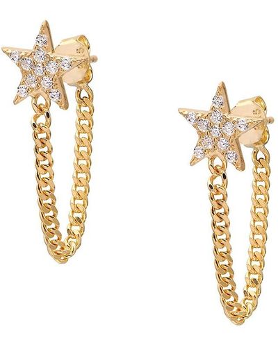 Gabi Rielle Perfect Pairing 14K Vermeil & Cubic Zirconia Star Chain Earrings - Metallic