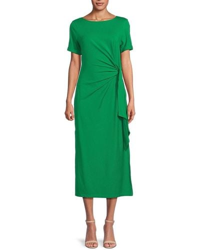 DKNY Short Sleeve Shift Midi Dress - Green
